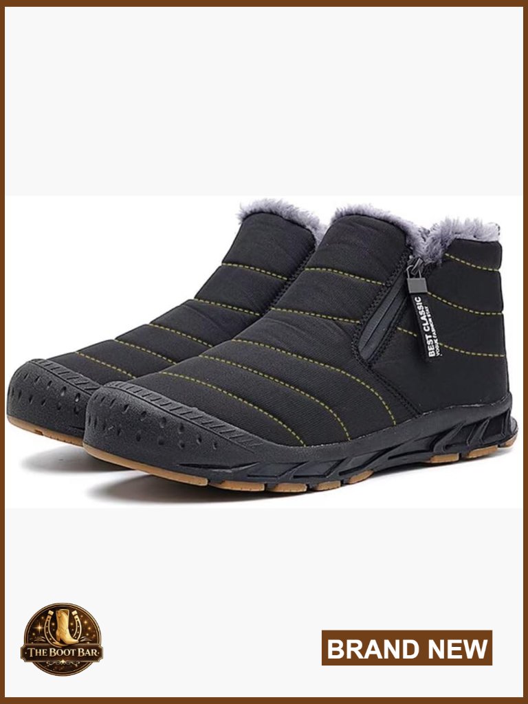Zip Up Waterproof Fur Lined Snow Boots Ankle Warm Winter Anti-Slip Outdoor